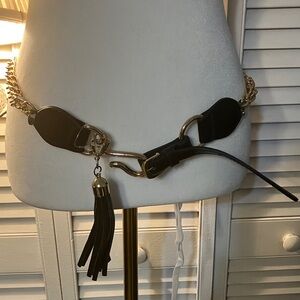 Black and Gold Chain Belt with Tassel
